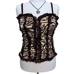 Check Me First NWT Brown and Taupe Zebra Print Bustier Women Various